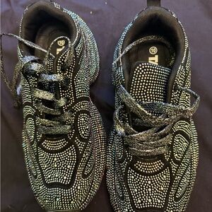 Black and Silver Rhinestone Sneakers